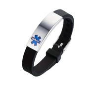 Pulsera de identificación médica grabada personalizada que brilla en la oscuridad, noche, nombre personalizado ICE penicilina alimentos alergia conciencia silicona brazalete, joyería médica, Acero