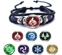 Pulsera de Impacto Genshin - 1 PCS Elemento Luminoso + 7 PCS Extraíbles Anime Accesorios Ajustables - Regalo para Fanáticos del Juego