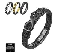 Pulsera de infinito con texto en inglés «To My Man» para hombre, pulsera de acero inoxidable personalizada para parejas, pulseras de cuero para hombre, regalos de San Valentín para marido, regalos