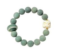Pulsera de jade blanco con cuentas redondas originales peladas para hombres y mujeres y pulseras artísticas con cuentas esmeriladas, pulsera de oración, palabra clave, A, Plástico, No es una piedra