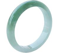 Pulsera de Jade Brazalete de Jade Natural, Pulsera de Jade Verde Sol de Flor Flotante, Pulsera de Jade Redonda Delgada, para Madre, para Novia, con joyero, 53-64 mm (57-58 mm Verde