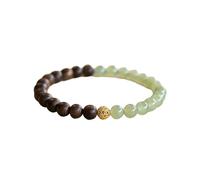 Pulsera de jade hetiano natural de madera de agar de 6 mm, pulseras de cuentas de material natural, pulsera elástica con caja de regalo para mujeres, esposas y novias, adjustable, Madera de agar y
