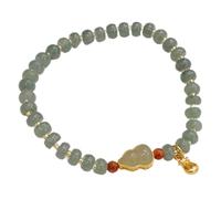 Pulsera de jade natural Feng Shui for mujer, pequeña pulsera de cuentas de jade de 5,5 mm, abalorio de Wu Lou, colgante de bolsa de dinero, amuleto de riqueza, talismán de buena suerte, joyería de med