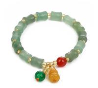 Pulsera de jade para curación de Feng Shui, pulsera de jade real de calcedonia Wu Lou, para longevidad y prosperidad, One Size, Piedra, Sin piedra preciosa
