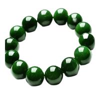 Pulsera de Jade Verde Natural Mujeres Hombres genuinos Jades Beads Stone Beads elásticas de Cuentas para Parejas Accesorios de Brazalete Joyería (Color de la Gema: 12 mm)
