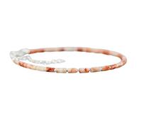 Pulsera de jaspe rojo de 4 mm con cuentas de corte liso y cierre plateado de 18 cm para hombre y mujer | LK_STACK_05770