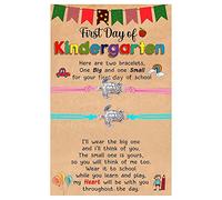 Pulsera de joyería azul perla para la escuela regalo pulsera más tarjeta regreso a la escuela regalos madre hija pulsera conjunto para 2 primeros días escolares pulsera mamá y rosa mm acero hombres