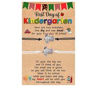 Pulsera de joyería azul perla para la escuela regalo pulsera más tarjeta regreso a la escuela regalos madre hija pulsera conjunto para 2 primeros días escolares pulsera mamá y rosa mm acero hombres