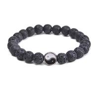 Pulsera de joyería con Colgante de Tai Chi Yin y Yang para él y Ella, Pulsera elástica de Piedra Natural de 8 mm, para Hombres y Mujeres - 21,5 cm Grifos para el hogar