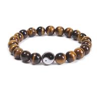 Pulsera de joyería con Colgante de Tai Chi Yin y Yang para él y Ella, Pulsera elástica de Piedra Natural de 8 mm, para Hombres y Mujeres - 21,5 cm Grifos para el hogar