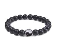 Pulsera de joyería con Colgante de Tai Chi Yin y Yang para él y Ella, Pulsera elástica de Piedra Natural de 8 mm, para Hombres y Mujeres - 21,5 cm Grifos para el hogar