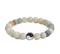 Pulsera de joyería con Colgante de Tai Chi Yin y Yang para él y Ella, Pulsera elástica de Piedra Natural de 8 mm, para Hombres y Mujeres - 21,5 cm Grifos para el hogar