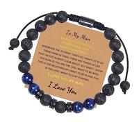 Pulsera de joyería de 8 mm de Piedra Natural Tejida con Tarjeta para mi increíble Novio con Tarjeta Ajustable para él y para Ella, Pulsera de Perlas, Gran Regalo para Mujeres - 30 cm Grifos para el