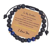 Pulsera de joyería de 8 mm de Piedra Natural Tejida con Tarjeta para mi increíble Novio con Tarjeta Ajustable para él y para Ella, Pulsera de Perlas, Gran Regalo para Mujeres - 30 cm Grifos para el