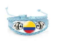 Pulsera De La Bandera De Colombia - Brazaletes De La Bandera Nacional De Moda Ajustables para Mujeres Hombres, Pulseras De Bandera De Cuero Tejidas Hechas A Mano Coloridas Joyer
