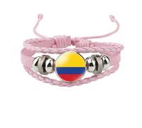 Pulsera De La Bandera De Colombia - Brazaletes De La Bandera Nacional De Moda Ajustables para Mujeres Hombres, Pulseras De Bandera De Cuero Tejidas Hechas A Mano Coloridas Joyer