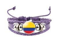 Pulsera De La Bandera De Colombia - Brazaletes De La Bandera Nacional De Moda Ajustables para Mujeres Hombres, Pulseras De Bandera De Cuero Tejidas Hechas A Mano De Colores Joyer