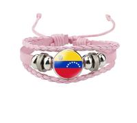Pulsera De La Bandera De Venezuela - Brazaletes De La Bandera Nacional De Moda Ajustables para Mujeres Hombres, Pulseras De La Bandera De Cuero Tejidas Hechas A Mano De Colores J