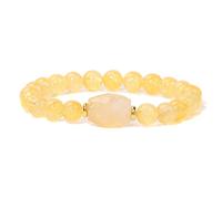 Pulsera de la Suerte de Citrino de 8mm Cuentas de Piedra Natural Unisex Pulsera con Cuentas Colgante de Citrino Cuadrado Pulsera de Moda Piedra Natural Pulsera de Yoga de Moda Brazalete Para