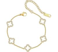 Pulsera de la suerte de trébol chapada en oro PVD de alta calidad para mujer, pulseras de eslabones de cuatro hojas, joyería de moda para mujer, talla única, Acero inoxidable, No es una piedra