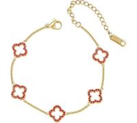 Pulsera de la suerte de trébol chapada en oro PVD de alta calidad para mujer, pulseras de eslabones de cuatro hojas, joyería de moda para mujer, talla única, Acero inoxidable, No es una piedra