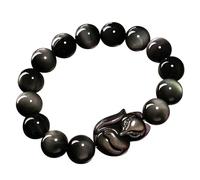 Pulsera de la suerte, Pulsera Feng Shui, pulsera de riqueza Feng Shui, dios zorro, pulsera de obsidiana arcoíris, talismán, dije de zorro de la suerte, pulsera de cristal con cuentas, amuleto de chakr