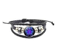 Pulsera De Las Doce Constelaciones, Pulseras Luminosas Que Brillan En La Oscuridad, Pulseras De Cuerda Ajustables Negras, Pulsera De Cuero Tejida A Mano, Joyería Astrológica Para El Horóscopo, Cáncer