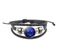 Pulsera De Las Doce Constelaciones, Pulseras Luminosas Que Brillan En La Oscuridad, Pulseras De Cuerda Ajustables Negras, Pulsera De Cuero Tejida A Mano, Joyería Astrológica Para El Horóscopo, Leo