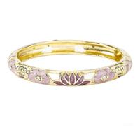 Pulsera de loto de aleación hueca de 6,6 cm, esmalte colorido (K)