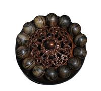 Pulsera de Madera de agar Daraqan Natural con Aceite Negro a Rayas de Tigre, Nudo Maduro de Grano Completo, Cuentas budistas de Madera Vieja, Grado de Fregadero