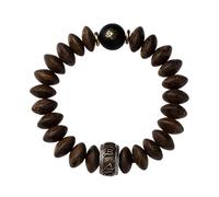 Pulsera de madera de agar natural de seis caracteres con mantra y obsidiana para oración y meditación, pulsera unisex con amuleto