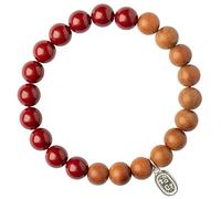 Pulsera de madera de cinabrio natural para mujer, amuleto de buena suerte Feng Shui, joyería de cuarzo de cristal Reiki para prosperidad, 8mm, Piedra, Sin piedra preciosa
