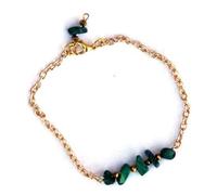 Pulsera de malaquita de 3-5 mm con forma de pepitas y cuentas de corte liso de 18 cm con cierre chapado en oro rosa para hombre y mujer | LK_STACK_04548