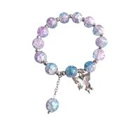 Pulsera de mariposa de color esmaltado, hecha a mano, pulsera femenina con cuentas de flores rotas, relojes de ritmo cardíaco, talla única, Plástico, No es una piedra preciosa