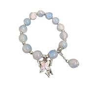 Pulsera de mariposa de color esmaltado, hecha a mano, pulsera femenina con cuentas de flores rotas y aretes de estrella, talla única, Plástico, No es una piedra preciosa