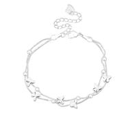 Pulsera de mariposa de cuentas redondas de doble capa: el diseño de moda de doble capa se combina con una exquisita decoración de mariposa que muestra romance y vitalidad, talla única, Zinc, No es una
