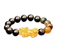 Pulsera de mascota de obsidiana dorada Feng Shui para riqueza y prosperidad, amuleto de cuentas de cristal que cambian de color para buena suerte, tamaño de muñeca ajustable de 5.5 a 7.5 pulgadas