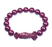 Pulsera de mascota Feng Shui, amuleto de cinabrio natural y piedra de cristal para riqueza y buena suerte, pulsera unisex de cuerda roja, One Size, Piedra, Sin piedra preciosa