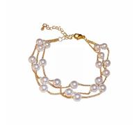 Pulsera de mensajes, anillos lindos Valentines Day For Her 6 MM Dainty Gold Pearl Beaded pulseras Stack Pearl Jewelry As Bridesmaid Beach Summer Varias pulseras para joyas plateadas, talla única