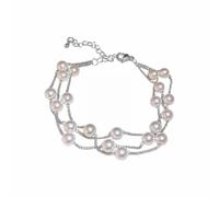 Pulsera de mensajes, anillos lindos Valentines Day For Her 6 MM Dainty Gold Pearl Beaded pulseras Stack Pearl Jewelry As Bridesmaid Beach Summer Varias pulseras para joyas plateadas, talla única