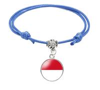 Pulsera De Moda Con La Bandera De Mónaco: Pulsera Trenzada Ajustable Hecha A Mano, Recuerdo Novedoso, Joyería Multinacional Hecha A Mano Para Hombres, Mujeres Y Parejas, Regalo Azul De 16 Mm.