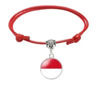 Pulsera De Moda Con La Bandera De Mónaco: Pulsera Trenzada Ajustable Hecha A Mano, Recuerdo Novedoso, Joyería Multinacional Hecha A Mano Para Hombres, Mujeres Y Parejas, Regalo Rojo De 16 Mm.