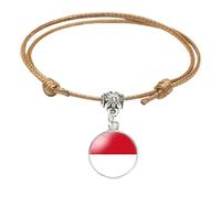Pulsera De Moda Con La Bandera De Mónaco: Pulsera Trenzada Ajustable Hecha A Mano, Recuerdo Novedoso, Joyería Multinacional Hecha A Mano Para Hombres, Mujeres Y Parejas, Regalo Marrón De 16 Mm.