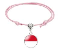 Pulsera De Moda Con La Bandera De Mónaco: Pulsera Trenzada Ajustable Hecha A Mano, Recuerdo Novedoso, Joyería Multinacional Hecha A Mano Para Hombres, Mujeres Y Parejas, Regalo Rosa De 16 Mm.