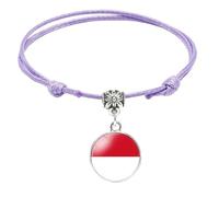 Pulsera De Moda Con La Bandera De Mónaco: Pulsera Trenzada Ajustable Hecha A Mano, Recuerdo Novedoso, Joyería Multinacional Hecha A Mano Para Hombres, Mujeres Y Parejas, Regalo Morado De 16 Mm.