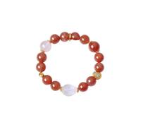 Pulsera de moda para mujer, pulseras de boda, joyería con dije de ágata, oro amarillo de 9 K, 14 y 18 quilates, 7inches, Oro amarillo de 9 quilates, Ágata