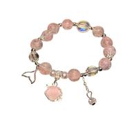 Pulsera de mujer con colgante de imitación suave, elástica, regular, adecuada para cumpleaños de mujer, delicada y ligera, joyería F201Wa-1A, A, Acero inoxidable, No es una piedra preciosa