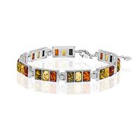 Pulsera De Mujer En Ámbar Y Plata De Ley Ajustable De 19cm A 22cm