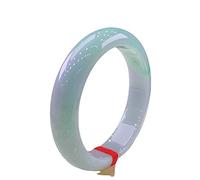 Pulsera de mujer, Female Jade Bangle, Floating Flower Translucent Jade Bangle, Half Light Green Half Light White Natural Round Jade Bracelet, for Girlfriend, for Mother, with Jewelry Box, 54-62mm,62mm