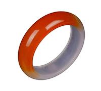 Pulsera de mujer, Jade Bangle for Women, Vintage Style Half Yellow Floating Flower Polishing Bangle, Classical Chinese Elegant Lady Red Agate Jade Bracelet, with Jewelry Box, 56-62mm,56mm,(58mm)
